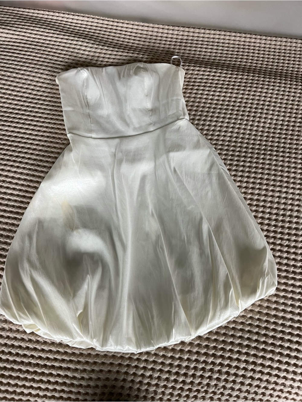 Ivory Strapless Bubble Hem dress